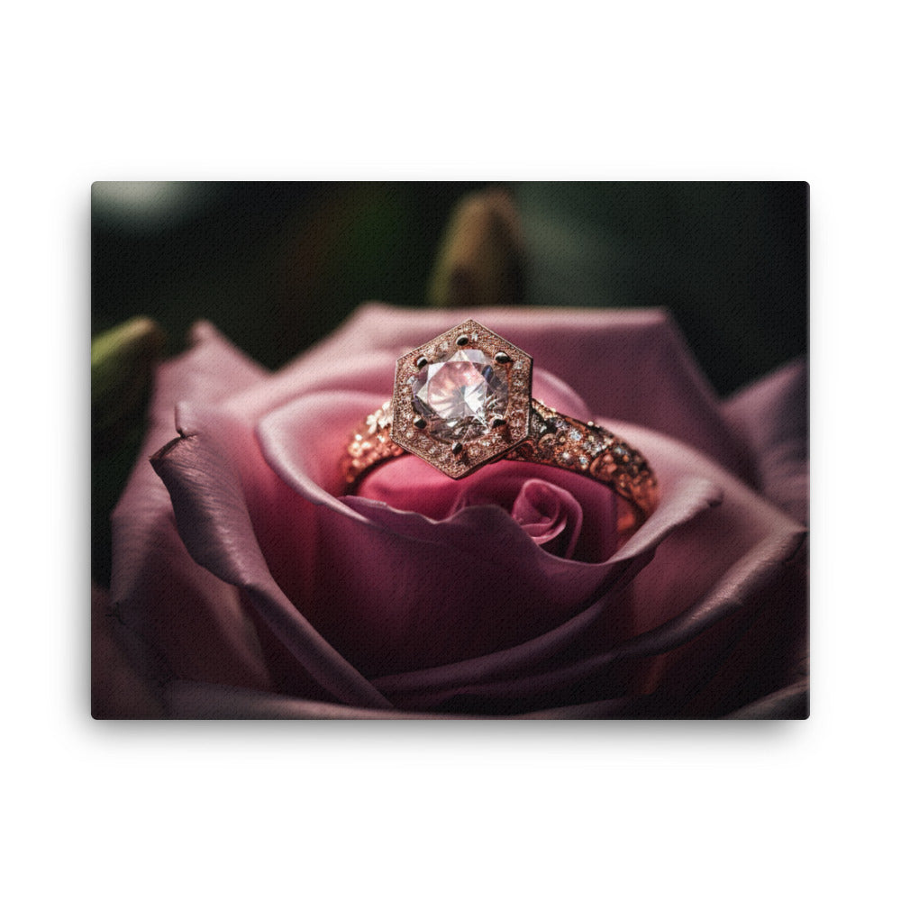 A pink diamond set in a rose gold band canvas - Posterfy.AI