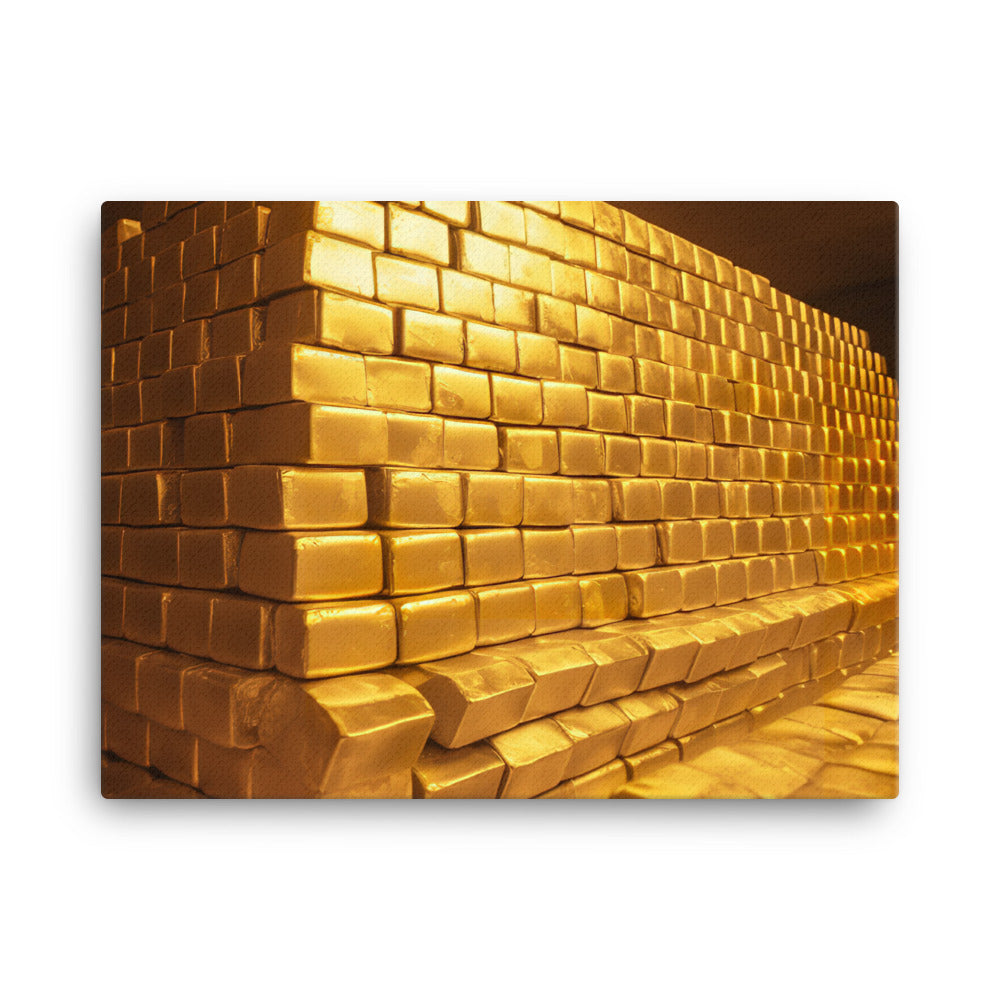 A large pile of gold bricks canvas - Posterfy.AI