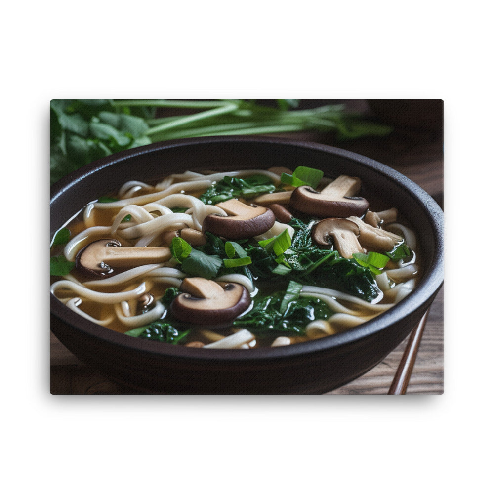 Vegetarian Udon Soup with Shiitake Mushrooms canvas - Posterfy.AI