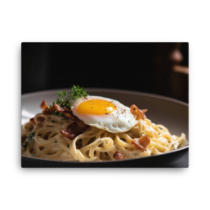 Udon Carbonara with Bacon and Egg canvas - Posterfy.AI