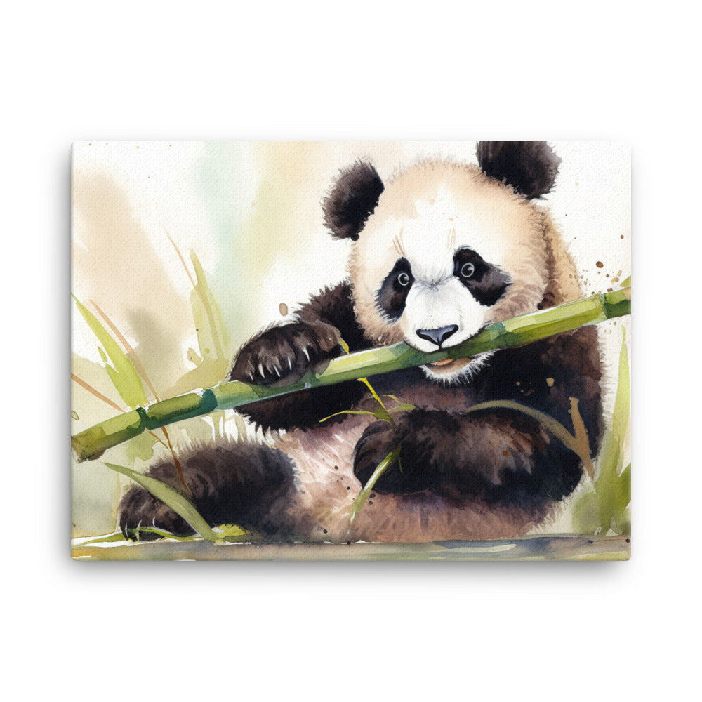 Panda Cub Snacking canvas - Posterfy.AI