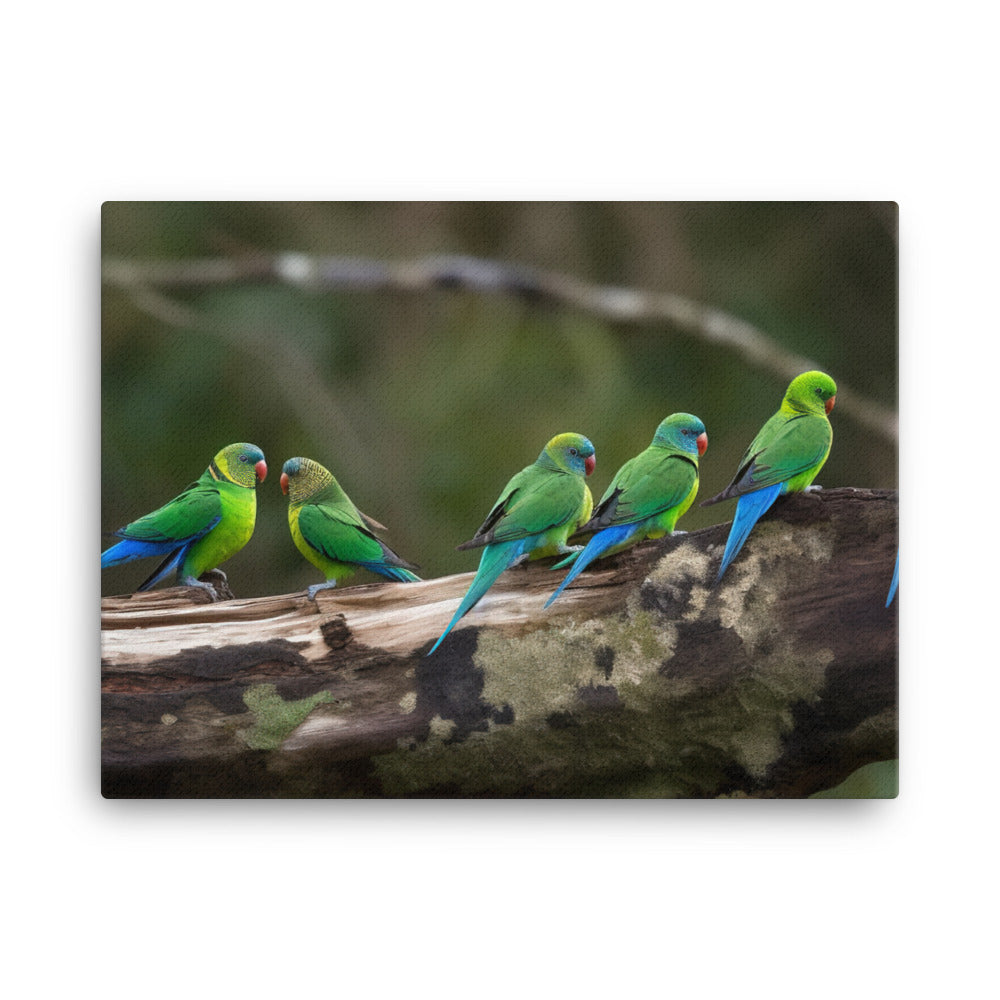 Rainbow Parakeets canvas - Posterfy.AI