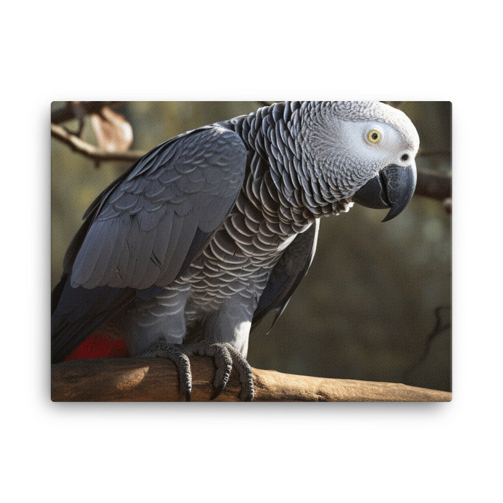 Curious African Grey Parrot canvas - Posterfy.AI