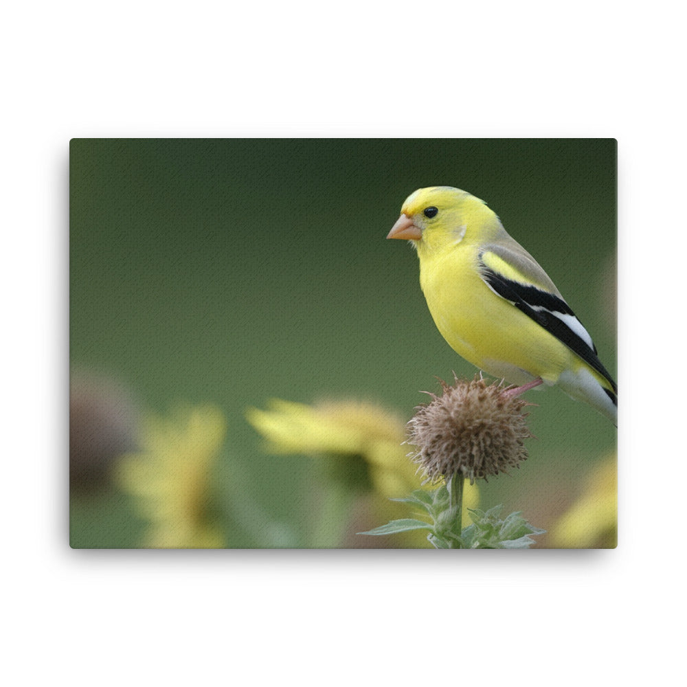 American Goldfinch in the Garden canvas - Posterfy.AI