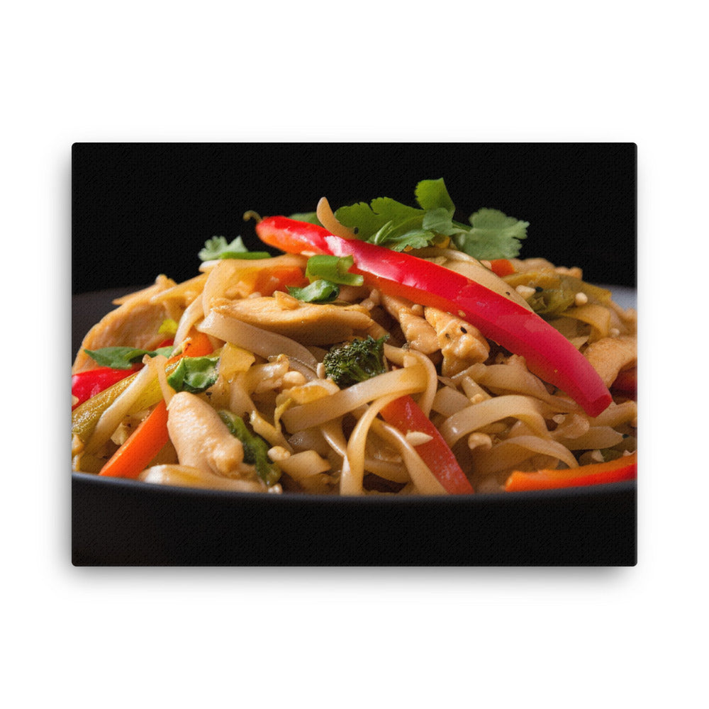 Spicy Pad Thai with Chicken and Peppers canvas - Posterfy.AI