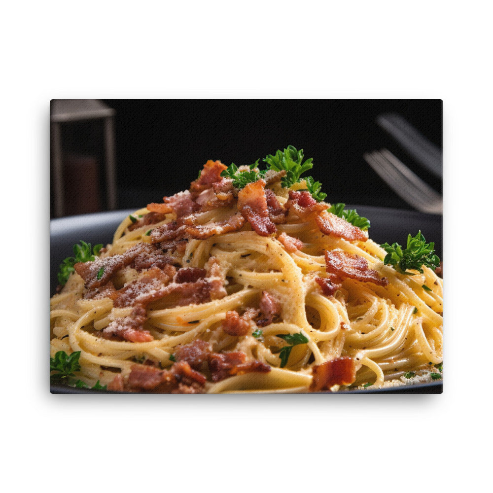 Spaghetti Carbonara with Bacon canvas - Posterfy.AI