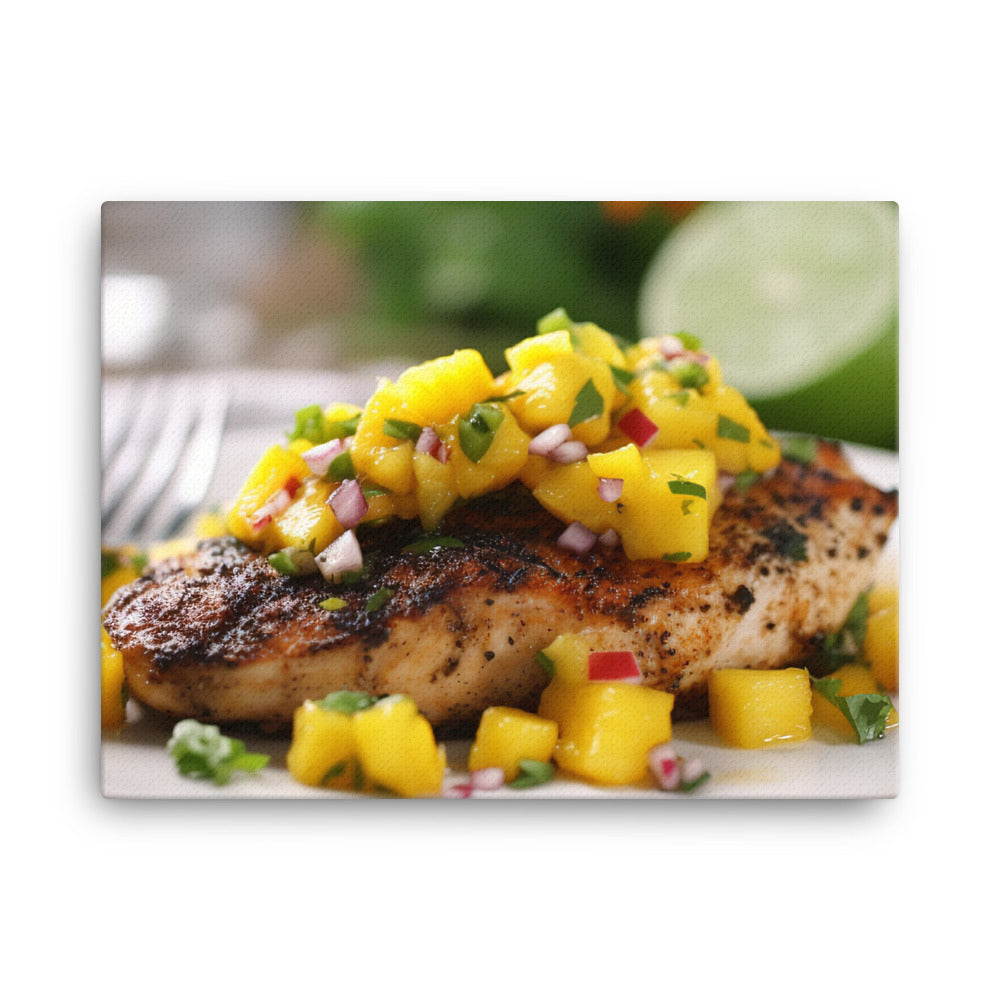 Jamaican Jerk Chicken with Mango Salsa canvas - Posterfy.AI