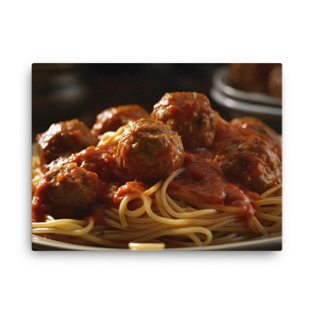 Classic Spaghetti and Meatballs canvas - Posterfy.AI