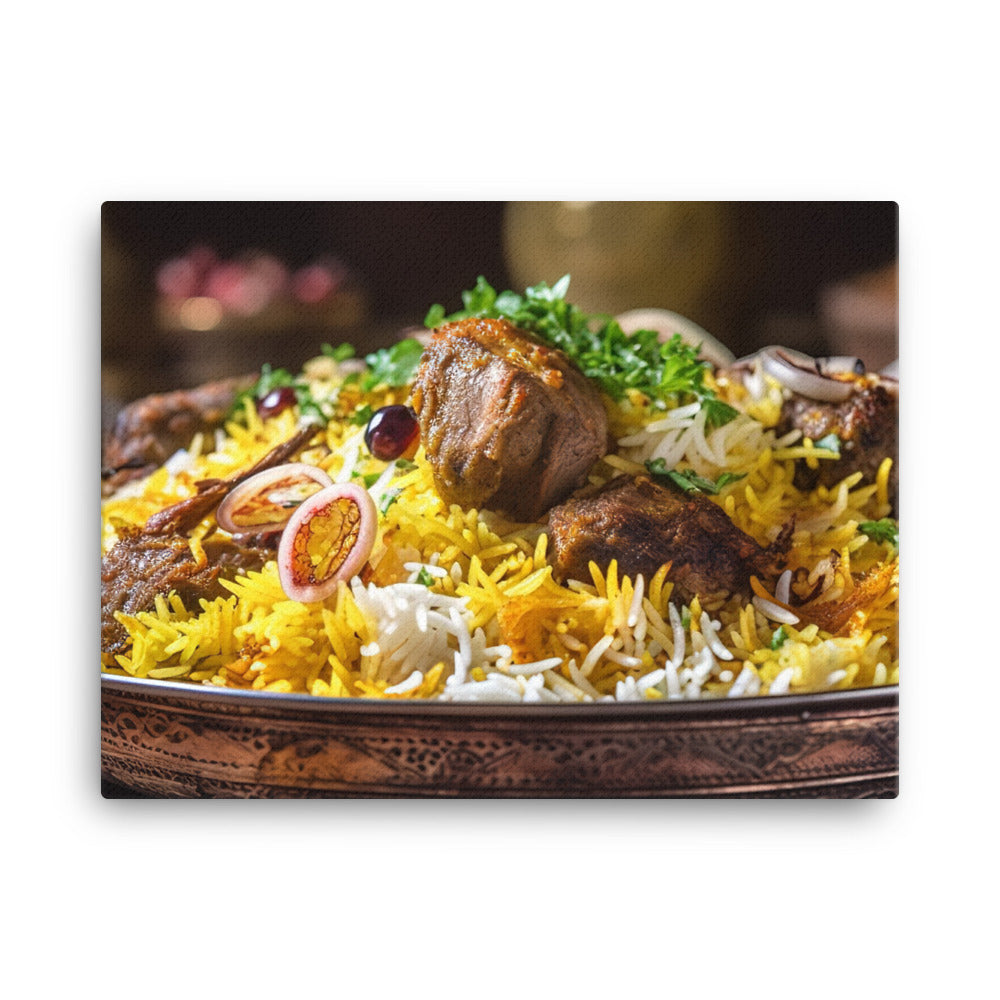 Biryani - The Perfect Combination of Meat and Rice canvas - Posterfy.AI