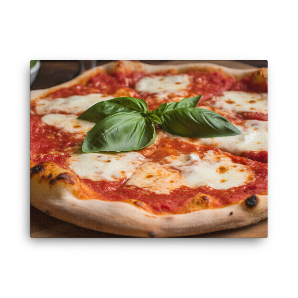 A Margherita Pizza with Fresh Basil canvas - Posterfy.AI