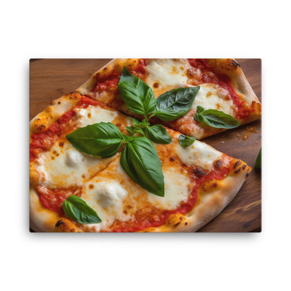 A Margherita Pizza with Fresh Basil canvas - Posterfy.AI