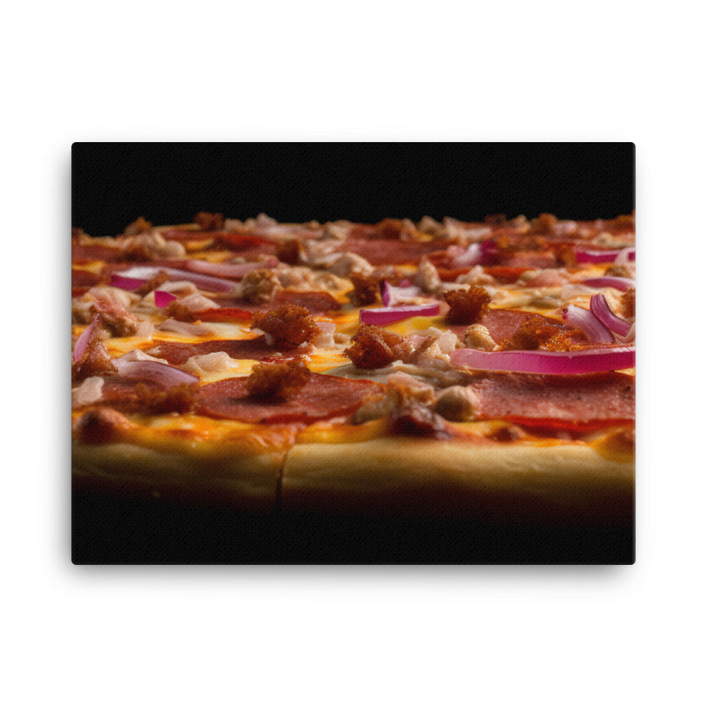 A Loaded Meat Pizza canvas - Posterfy.AI