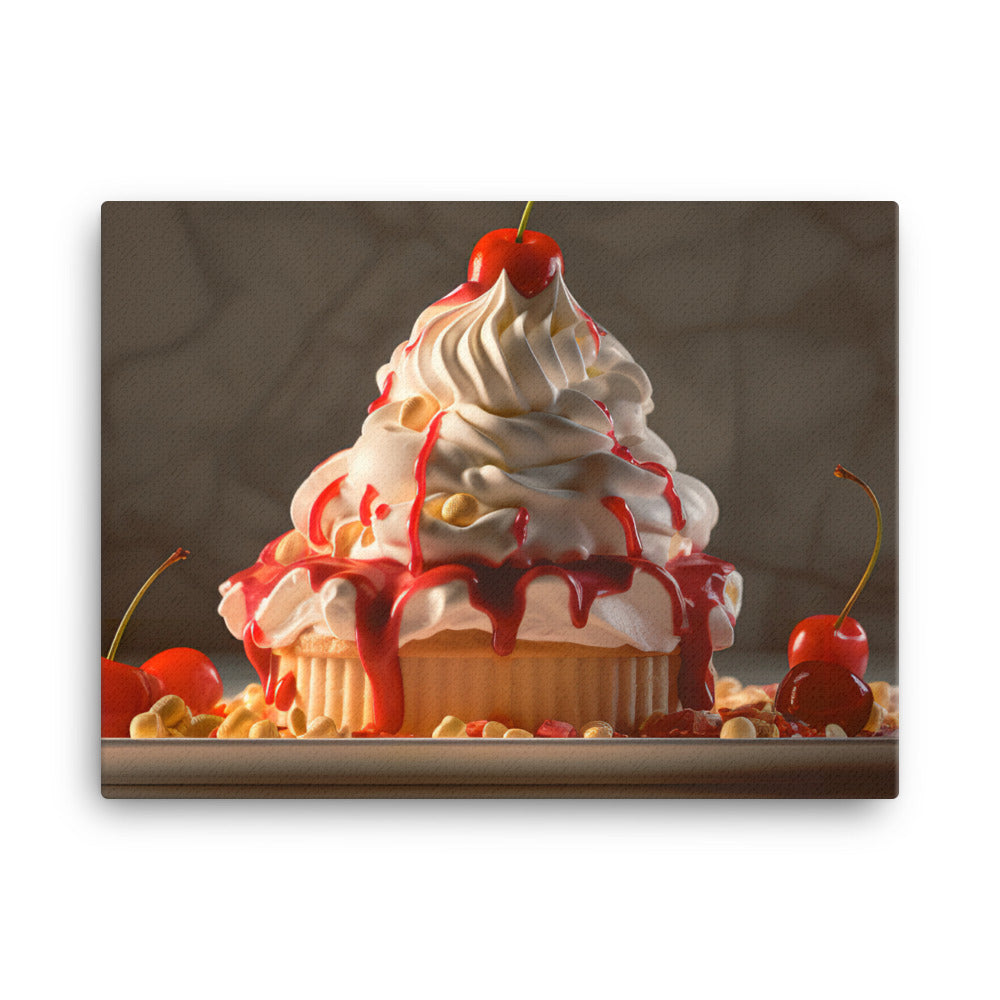 Strawberry Shortcake Soft Serve Sundae canvas - Posterfy.AI