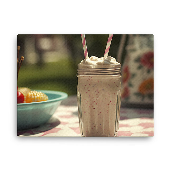 Classic vanilla milkshake in summer canvas - Posterfy.AI