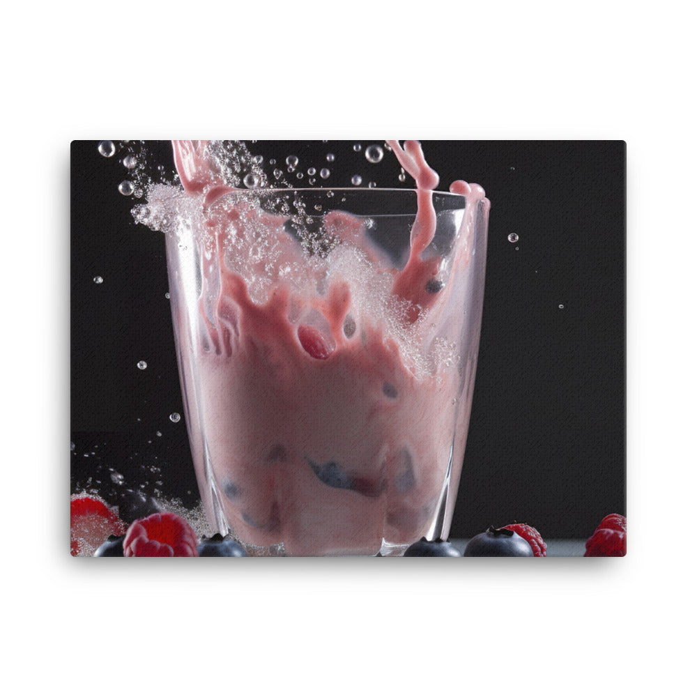 Coconut berry smoothie into a glass canvas - Posterfy.AI