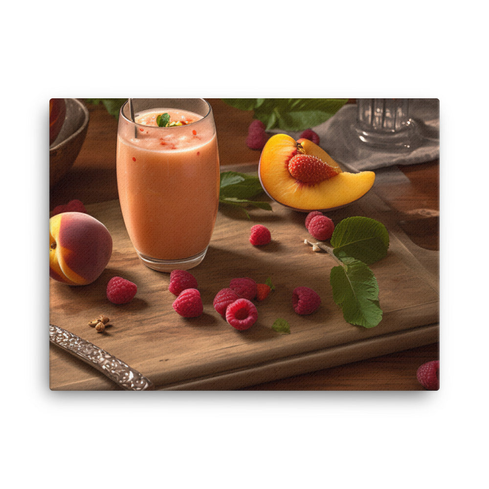 Peach raspberry smoothie canvas - Posterfy.AI