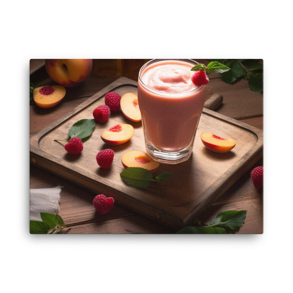 Peach raspberry smoothie canvas - Posterfy.AI