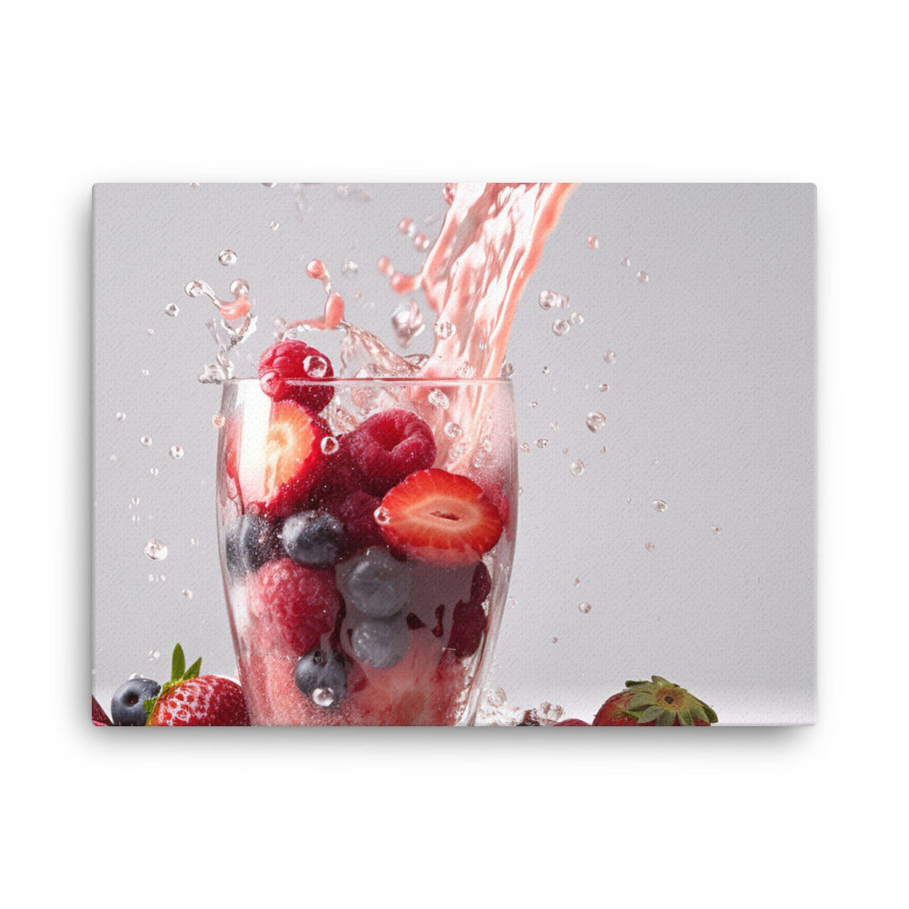 Pouring a mixed berry smoothie canvas - Posterfy.AI
