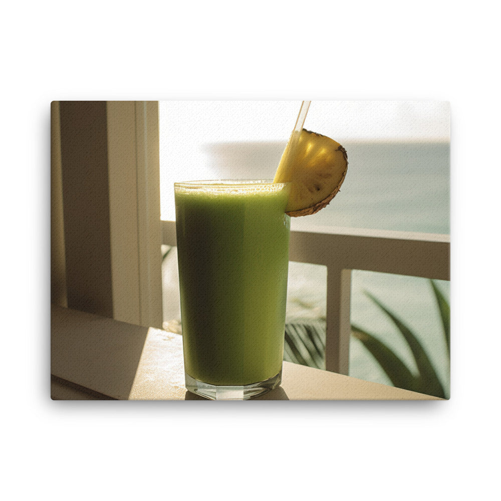 Tropical green smoothie canvas - Posterfy.AI