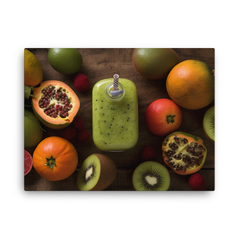 A pitcher of tropical green smoothie canvas - Posterfy.AI