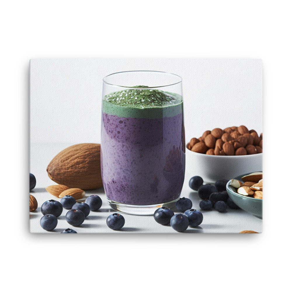 Blueberry spinach smoothie canvas - Posterfy.AI