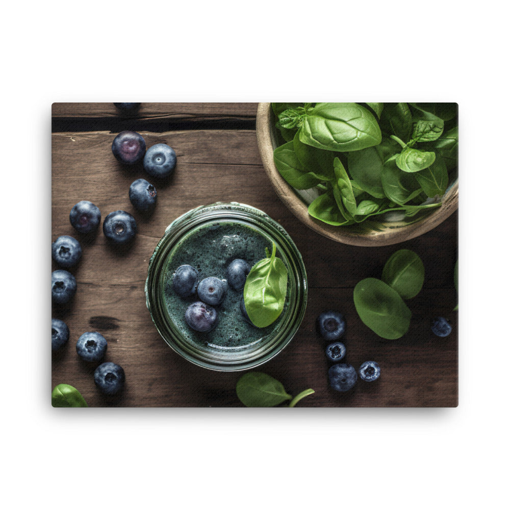 Blueberry spinach smoothie canvas - Posterfy.AI