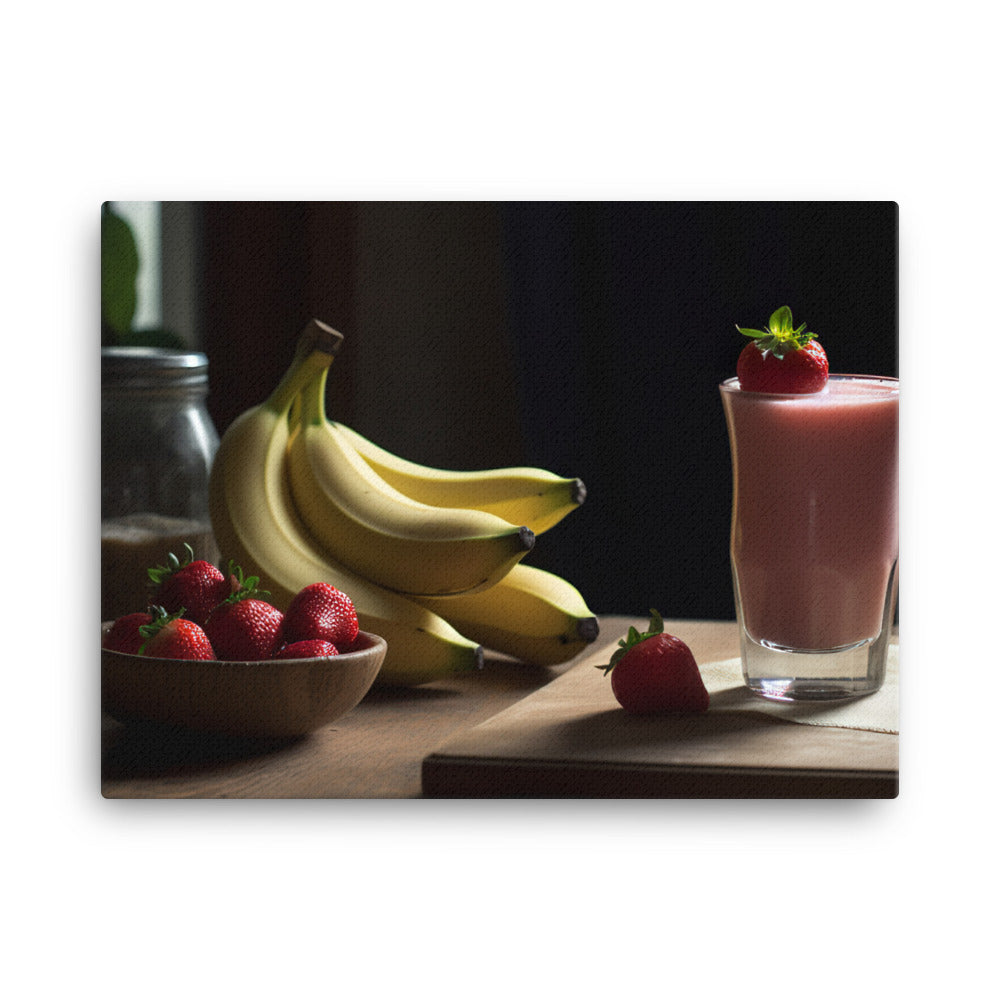 Strawberry banana smoothie canvas - Posterfy.AI