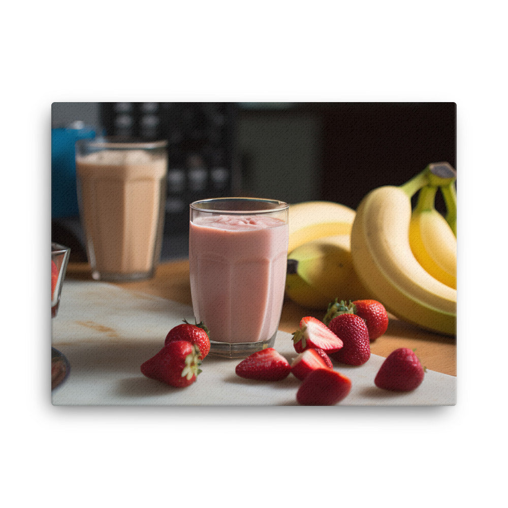 Strawberries and bananas for a smoothie canvas - Posterfy.AI