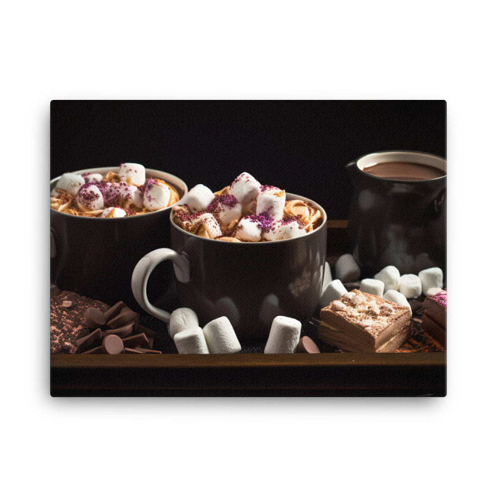 Hot chocolate and marshmallows canvas - Posterfy.AI