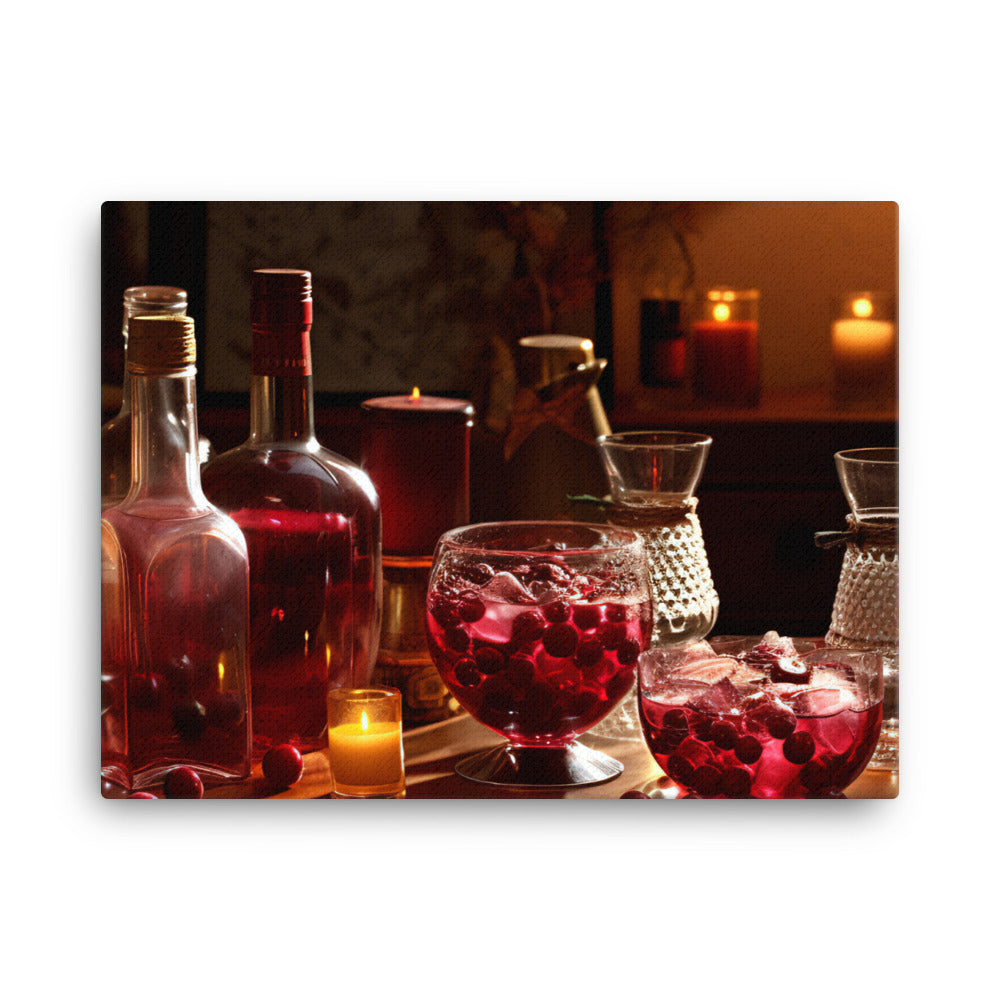 Cranberry juice with holiday decoration canvas - Posterfy.AI