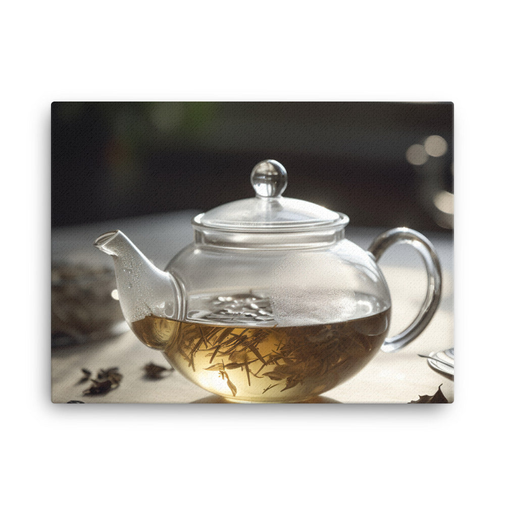 White tea cup and saucer canvas - Posterfy.AI