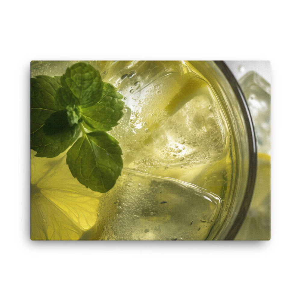 Refreshing green tea on ice canvas - Posterfy.AI