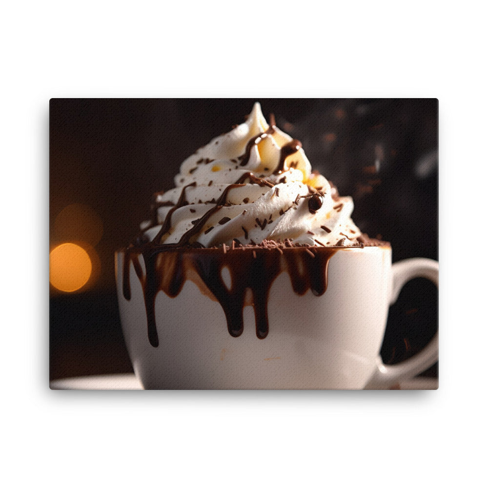 A steaming cup of mocha canvas - Posterfy.AI
