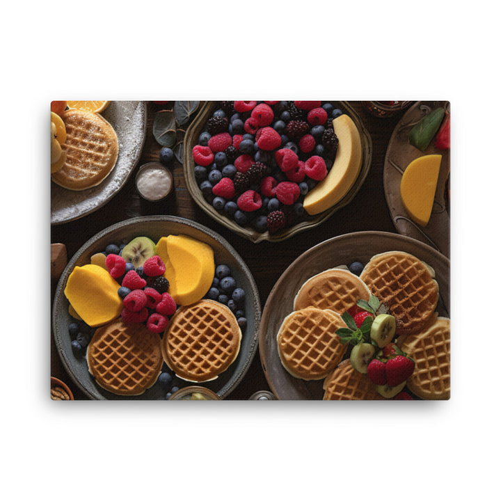 Pancakes and Waffles with Fresh Fruit canvas - Posterfy.AI