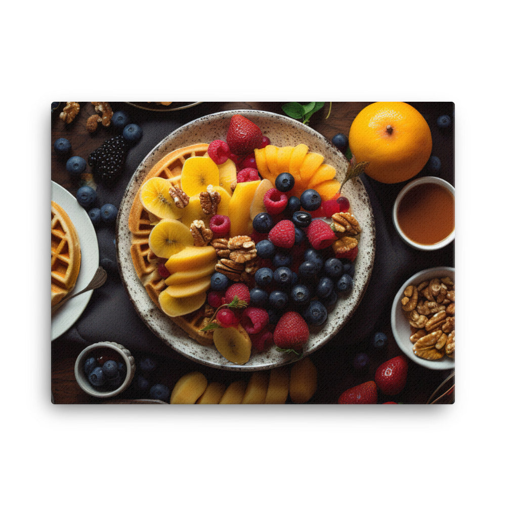 Pancakes and Waffles with Fresh Fruit canvas - Posterfy.AI