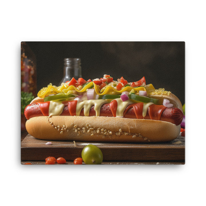 Chicago Style Hot Dog canvas - Posterfy.AI