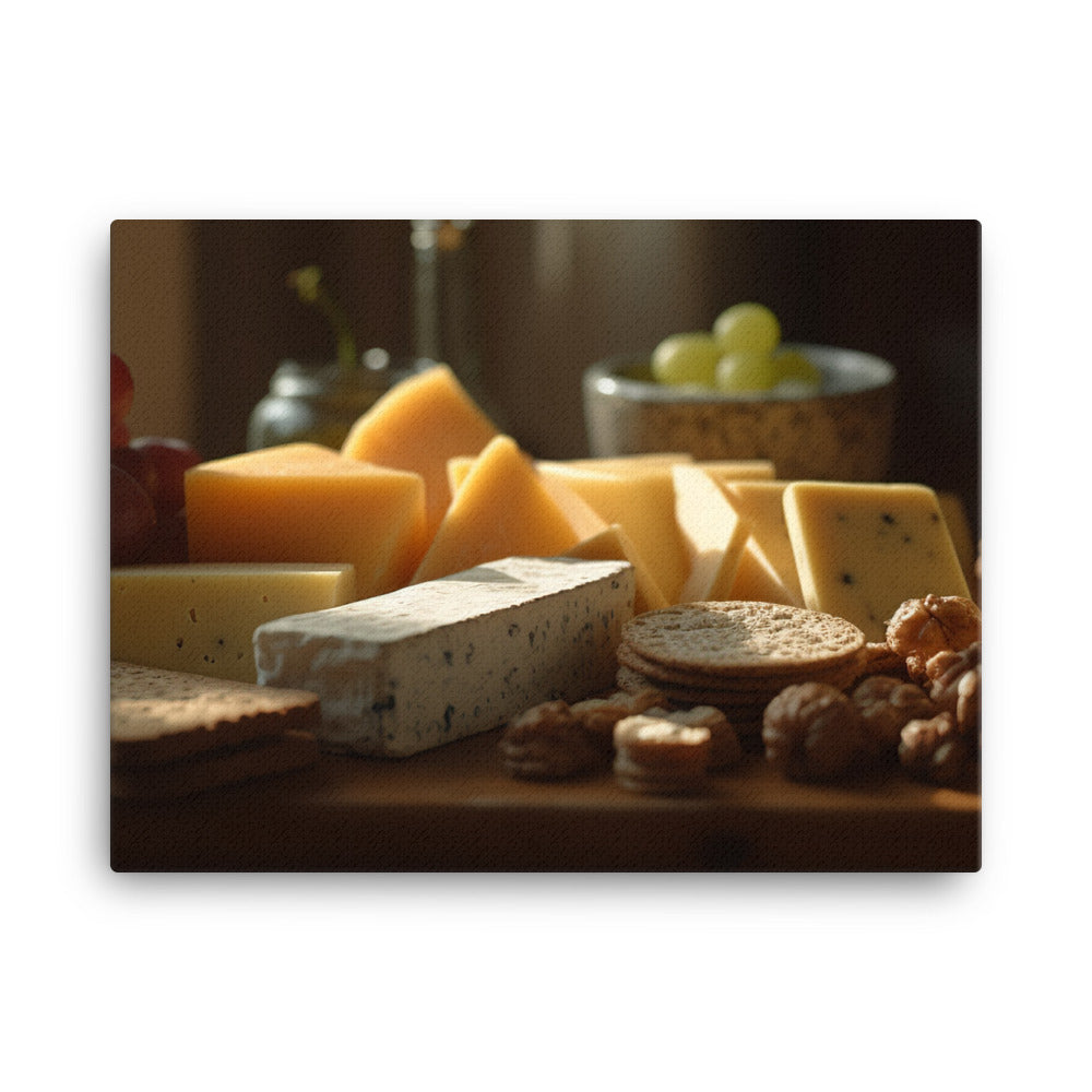 Cheese platter featuring Parmesan cheese canvas - Posterfy.AI
