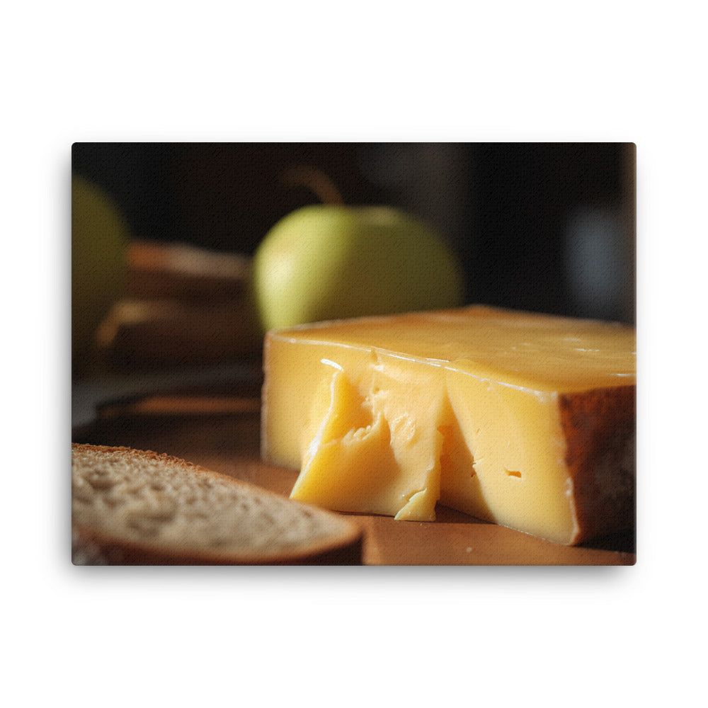 A slice of aged cheddar canvas - Posterfy.AI