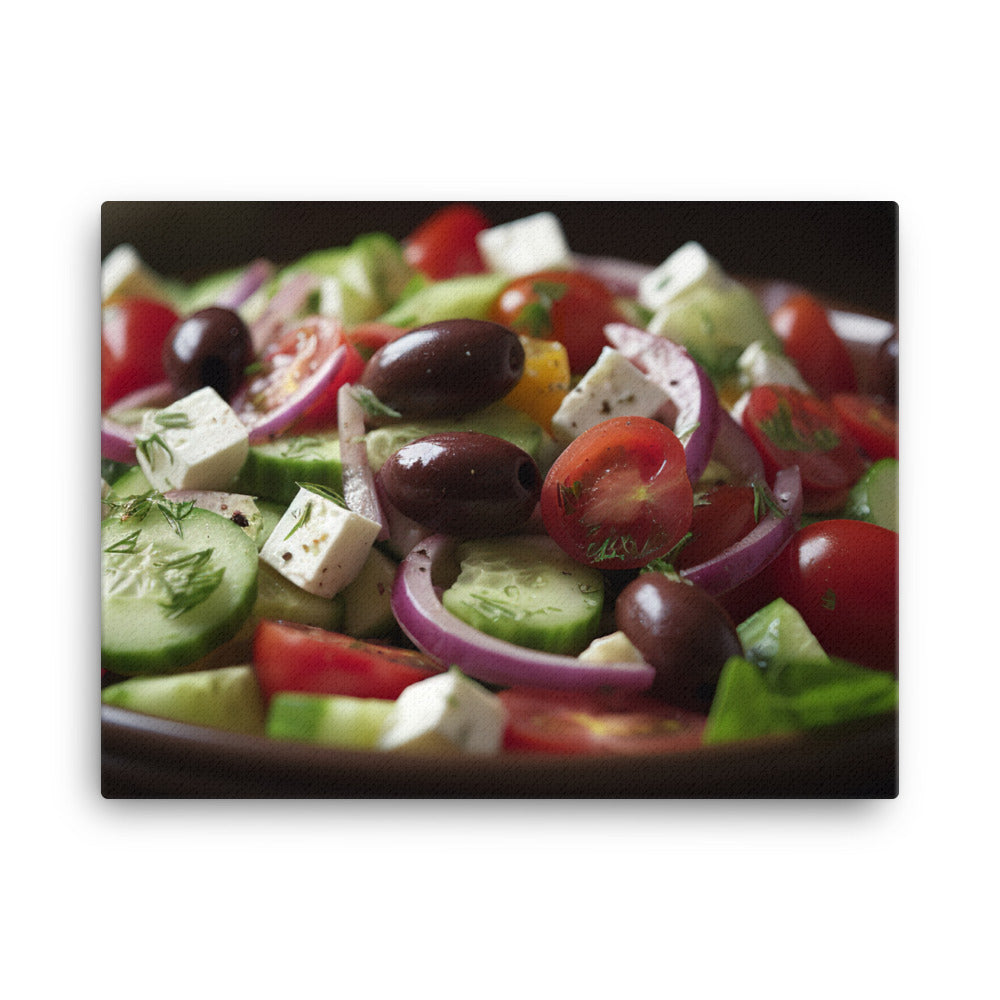 Vibrant Greek salad canvas - Posterfy.AI