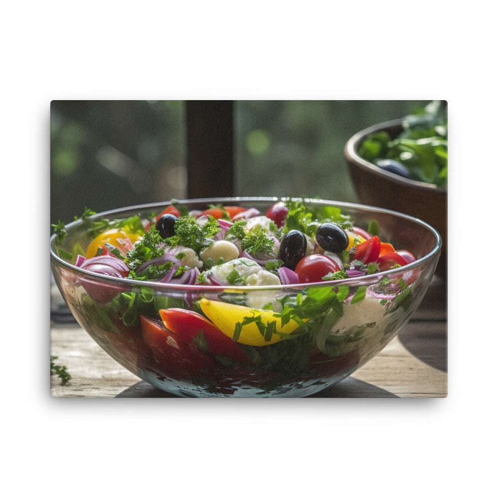Colorful and refreshing Greek salad canvas - Posterfy.AI