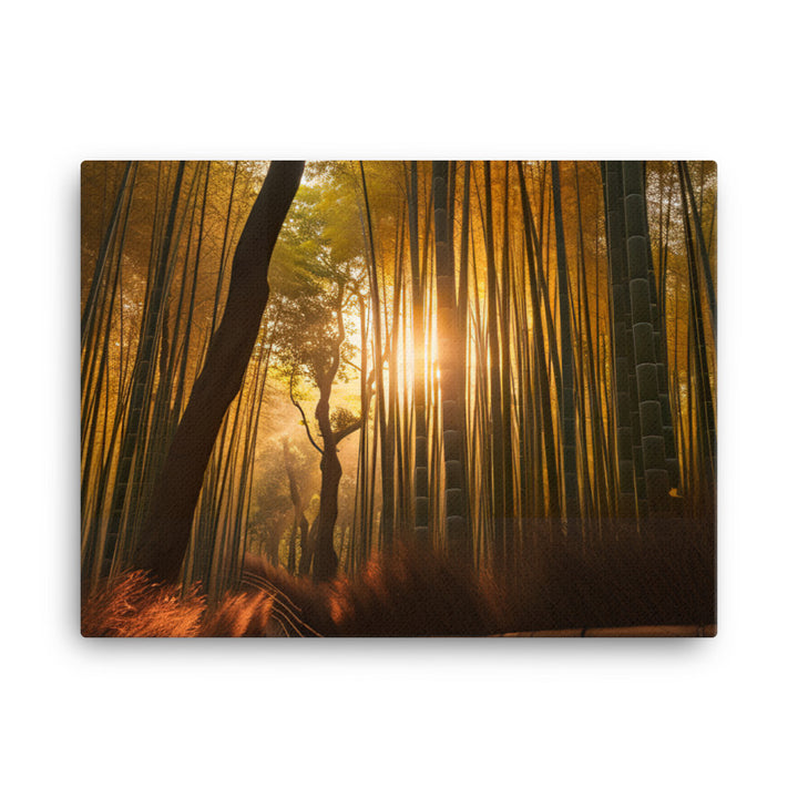 Golden Hour Enchantment in Arashiyama Bamboo Grove canvas - Posterfy.AI