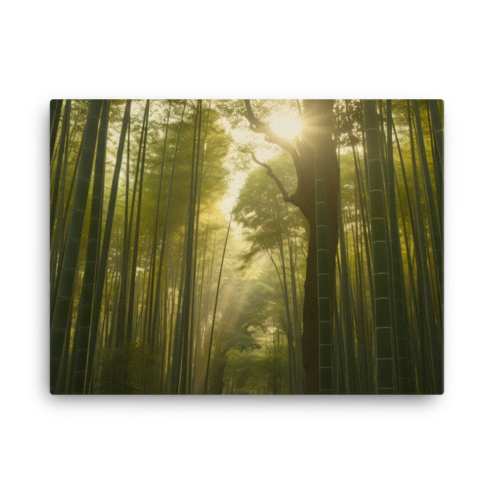 Golden Hour Enchantment in Arashiyama Bamboo Grove canvas - Posterfy.AI