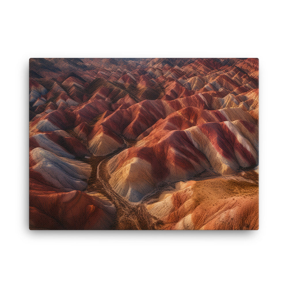 Zhangye Danxia Landform from Above canvas - Posterfy.AI