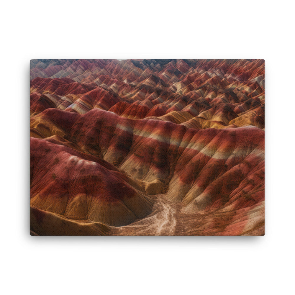 Zhangye Danxia Landform from Above canvas - Posterfy.AI