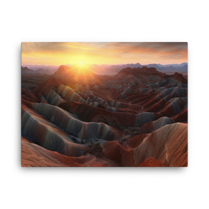 Zhangye Danxia Landform at Sunset canvas - Posterfy.AI