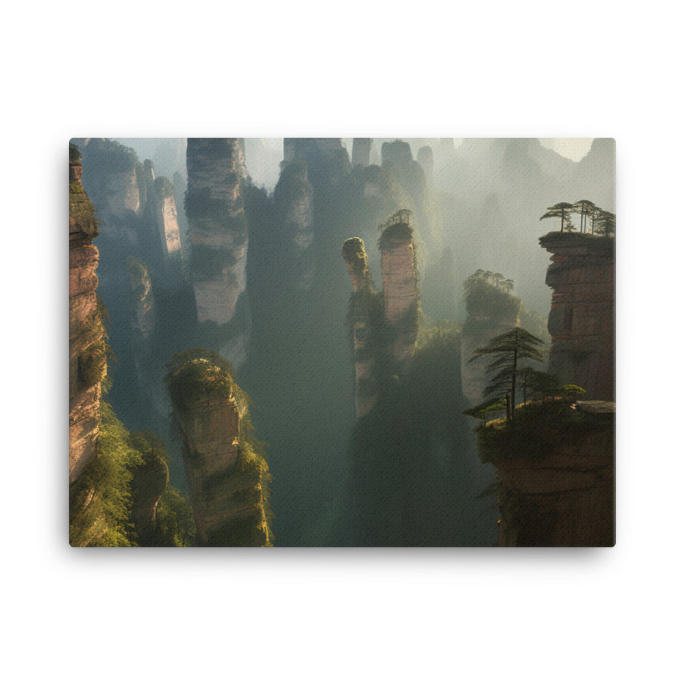 Majestic Sandstone Pillars of Zhangjiajie canvas - Posterfy.AI