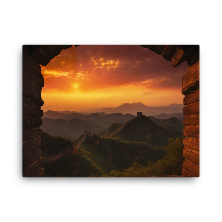 Illuminating the Great Wall at Sunset canvas - Posterfy.AI