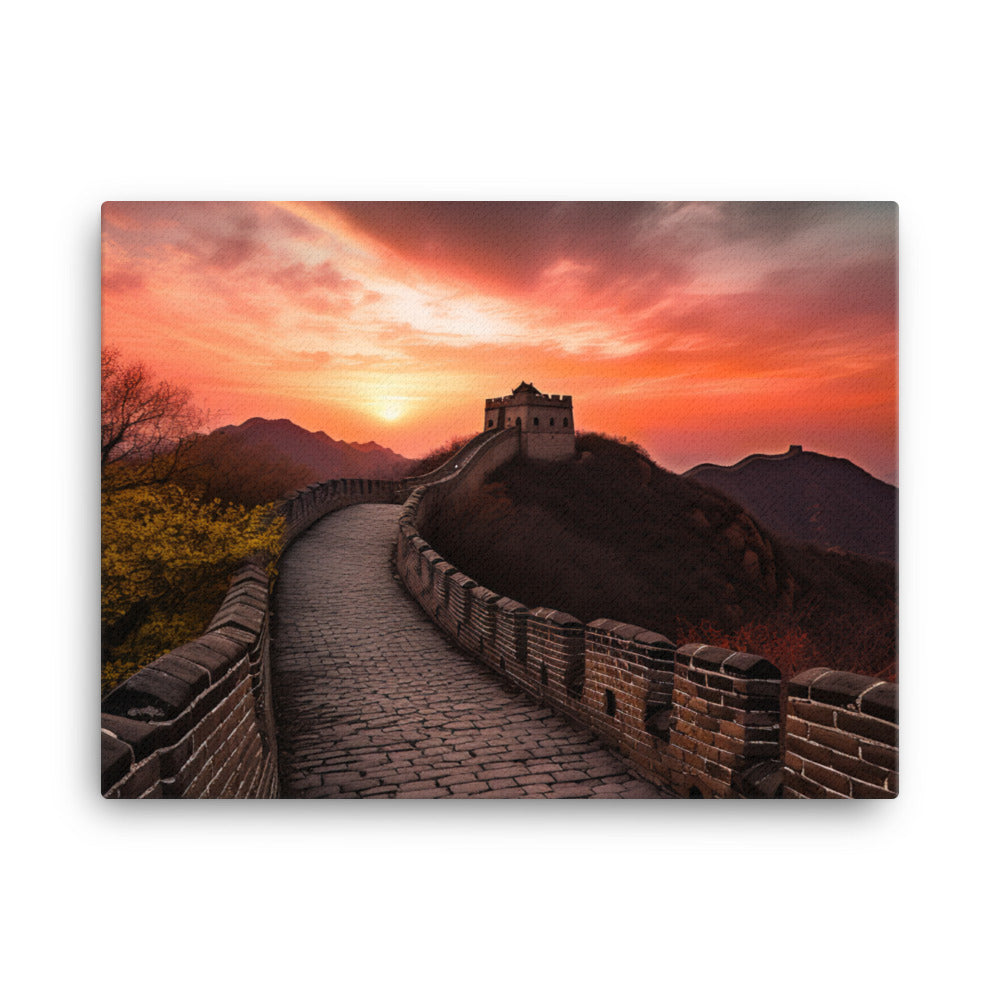 Illuminating the Great Wall at Sunset canvas - Posterfy.AI