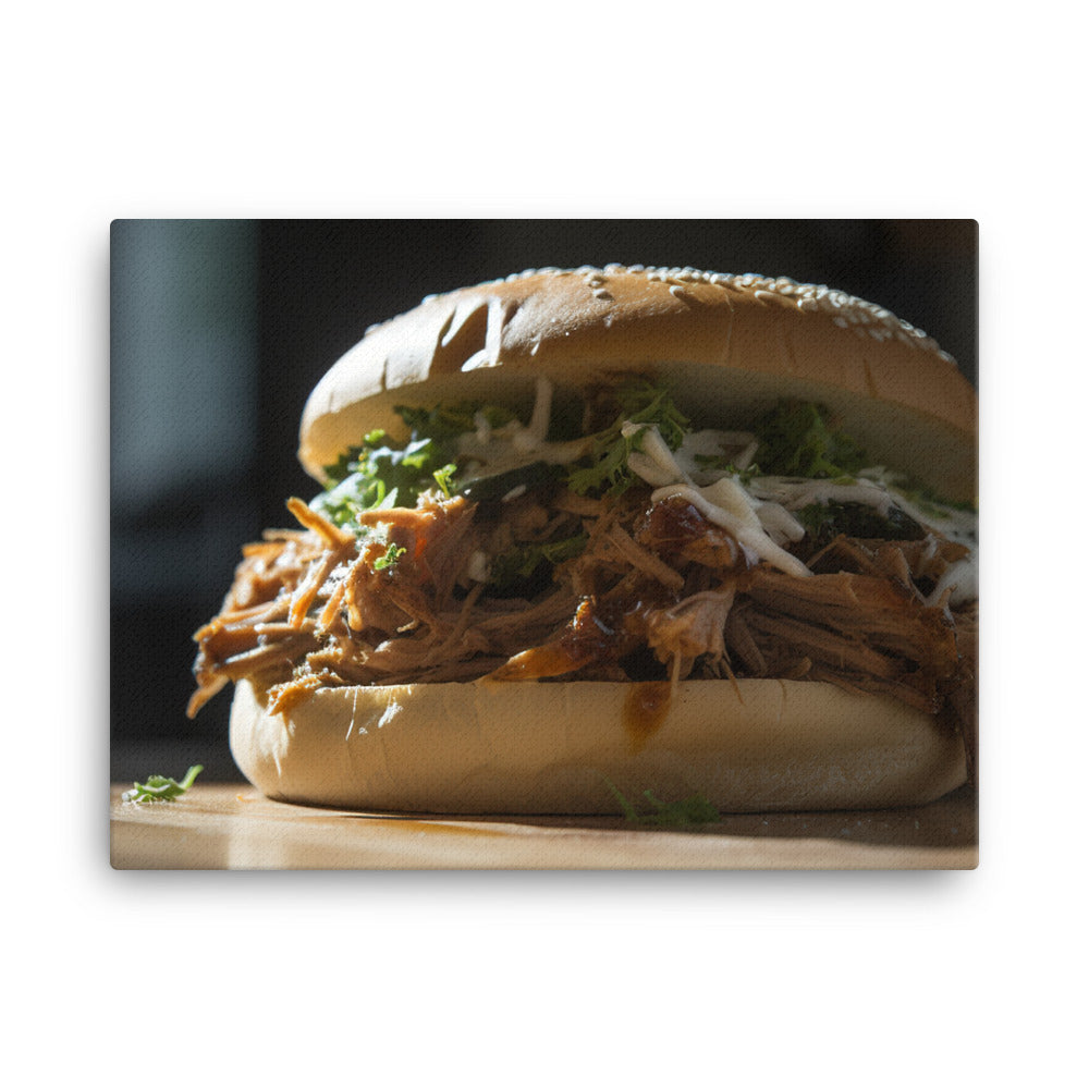 Juicy Pulled Pork Sandwich canvas - Posterfy.AI