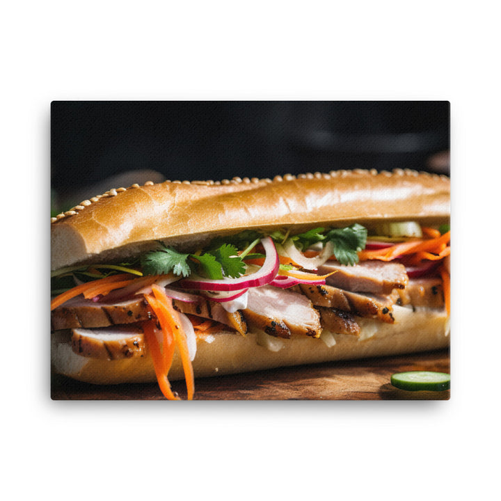 Vietnamese Banh Mi with Grilled Pork and Pickled Vegetables canvas - Posterfy.AI